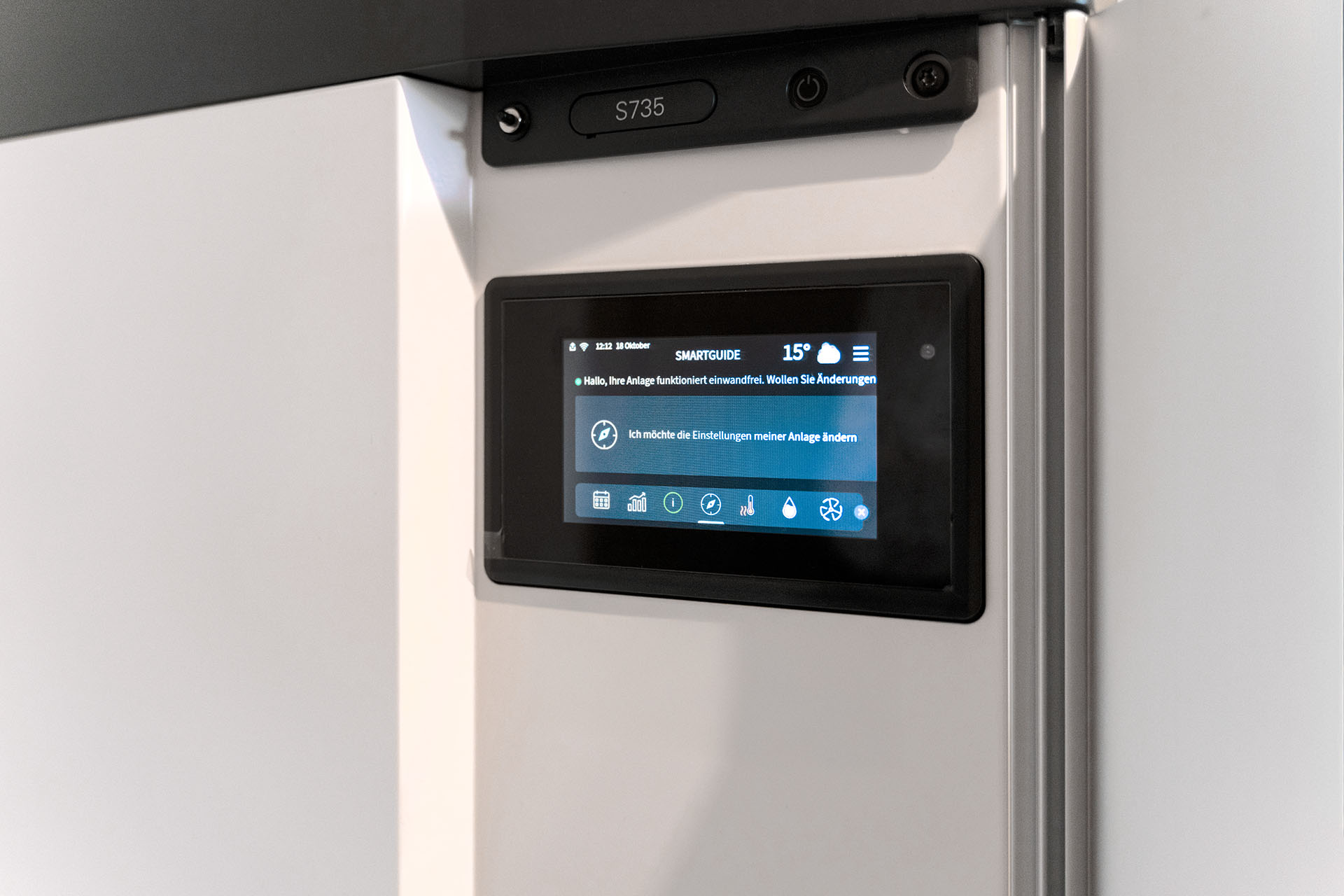 Touch-Display der Wärmepumpe