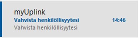 myUplink vahvistaminen