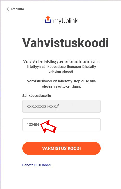 myUplink henkilöllisyyden vahvistaminen