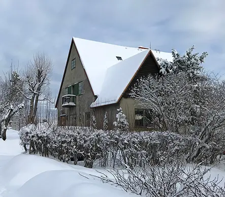 Hus i vinterlandskap