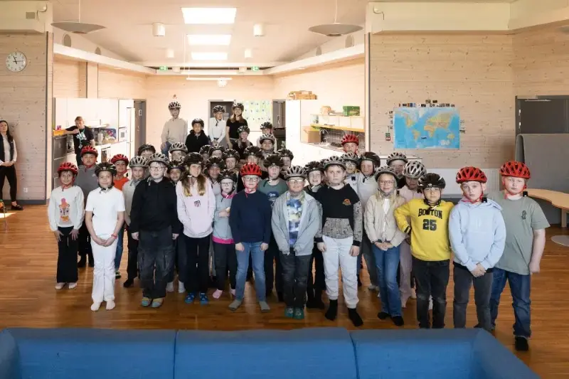 Cykelhjämar till skolklass