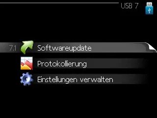 Es erscheint ein Menü. Wählen Sie hier 'Firmware aktualisieren' aus und drücken Sie OK.