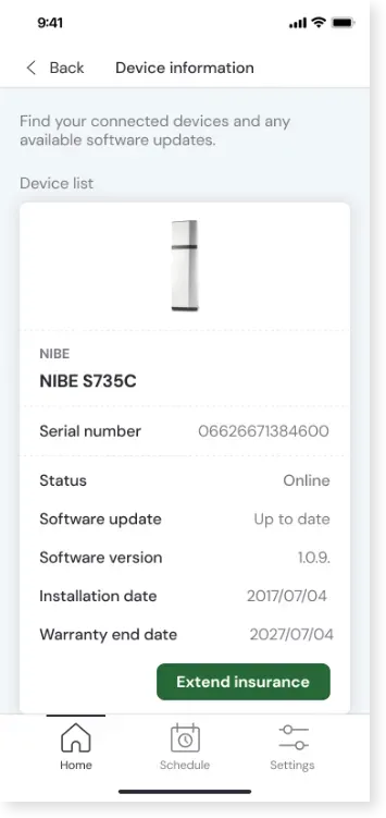 Device Information – Everything About Your Connected Heat Pump