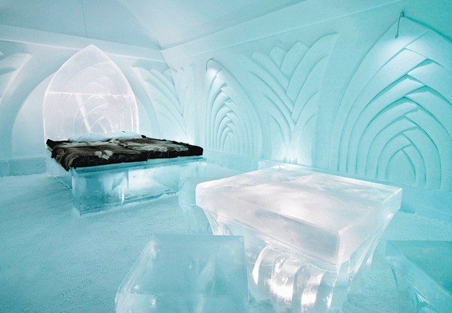 Schlafzimmer im Icehotel 365