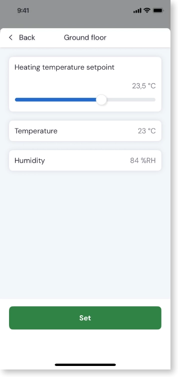 Klimatområden – Justera temperatur och övervaka inomhusklimatet