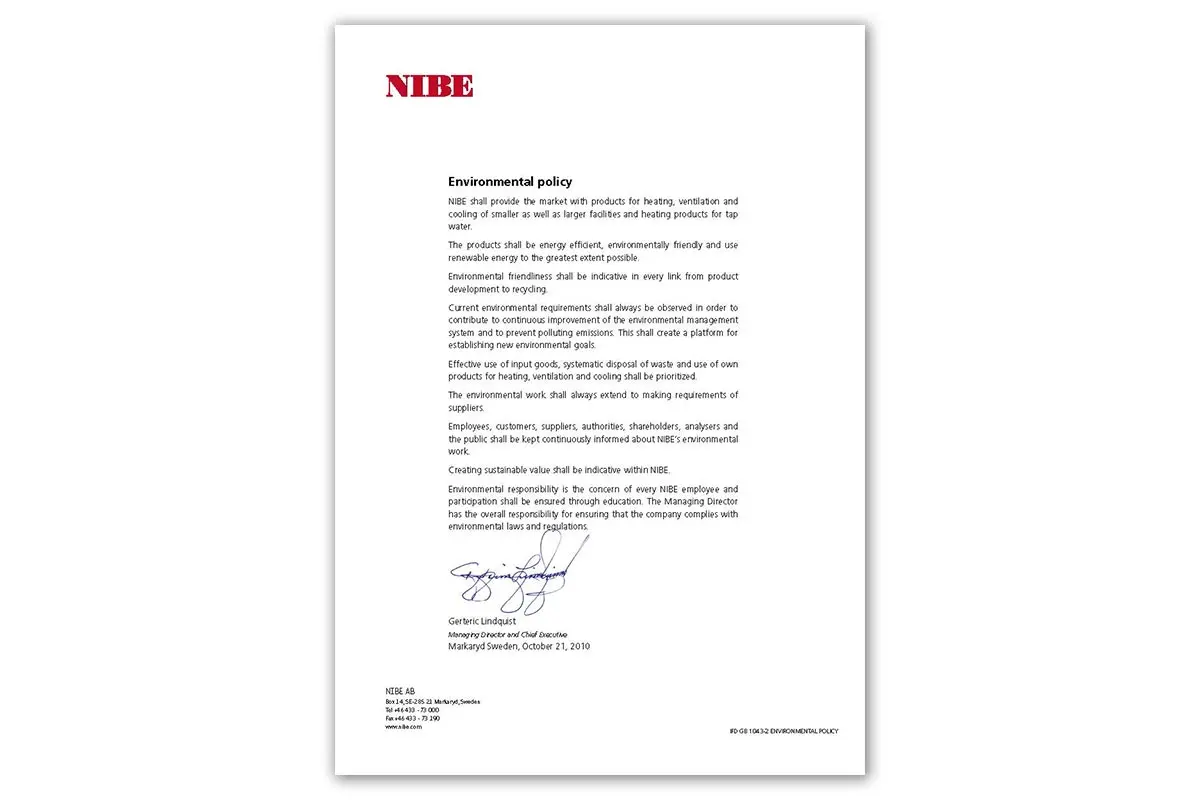 NIBE Environmental Policy