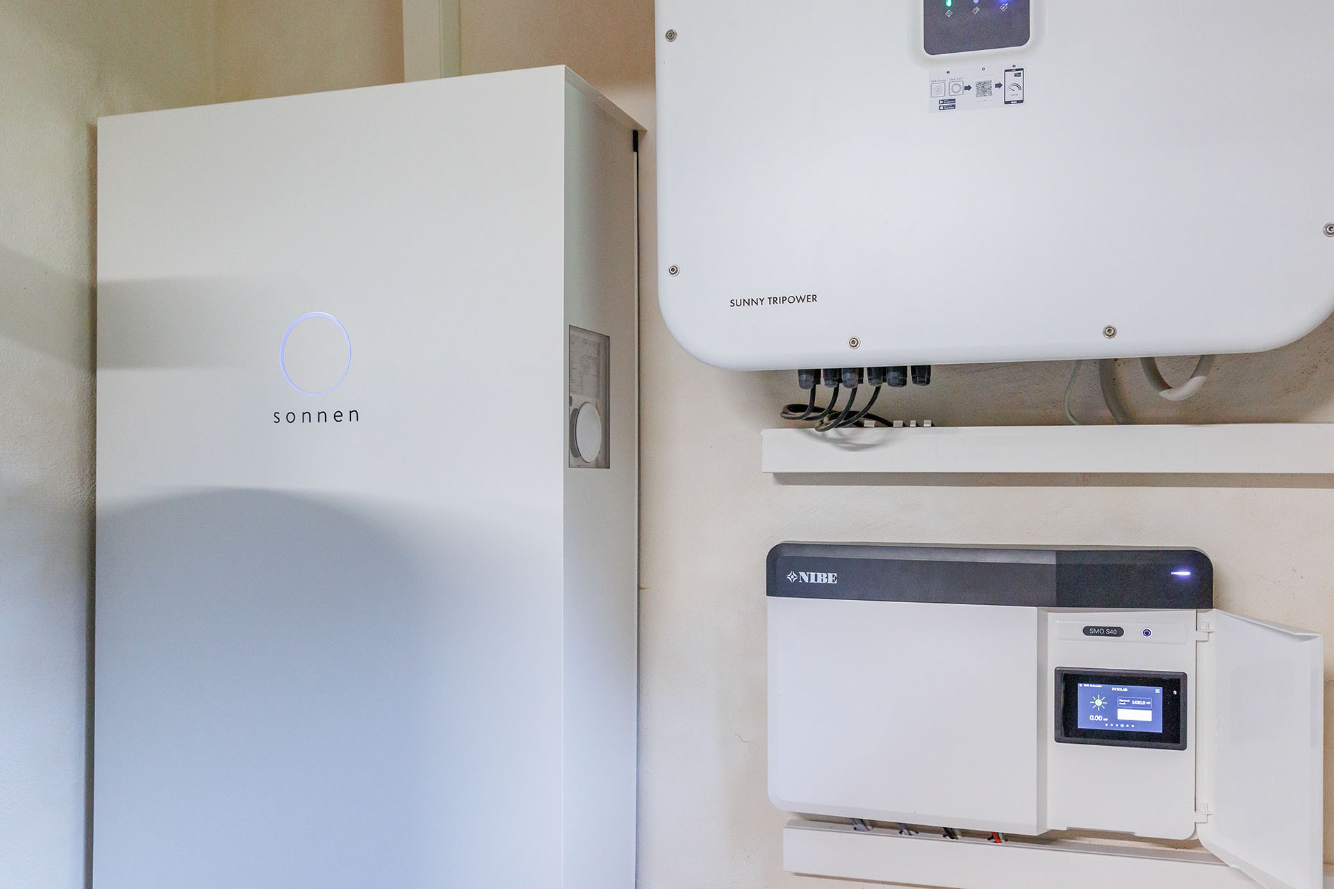 NIBE Wärmepumpe verbunden mit SMA Wechselrichter und Sonnen Batterie