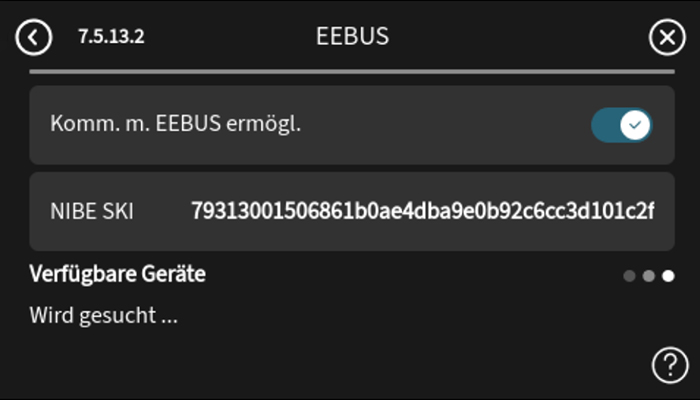 NIBE Wärmepumpe Menü EEBUS