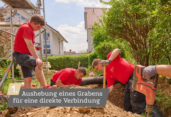 1. Aushebung eines Grabens für eine direkte Verbindung