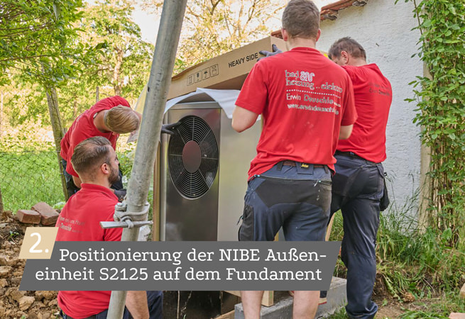 2. Positionierung der NIBE Außeneinheit S2125 auf dem Fundament