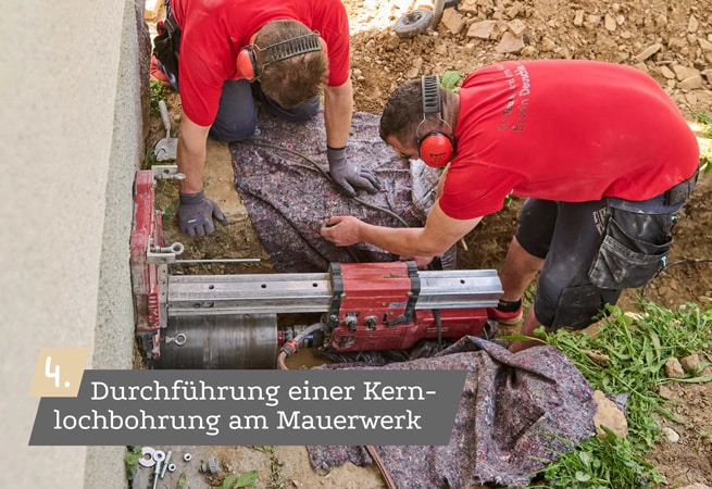 4. Durchführung einer Kernlochbohrung am Mauerwerk